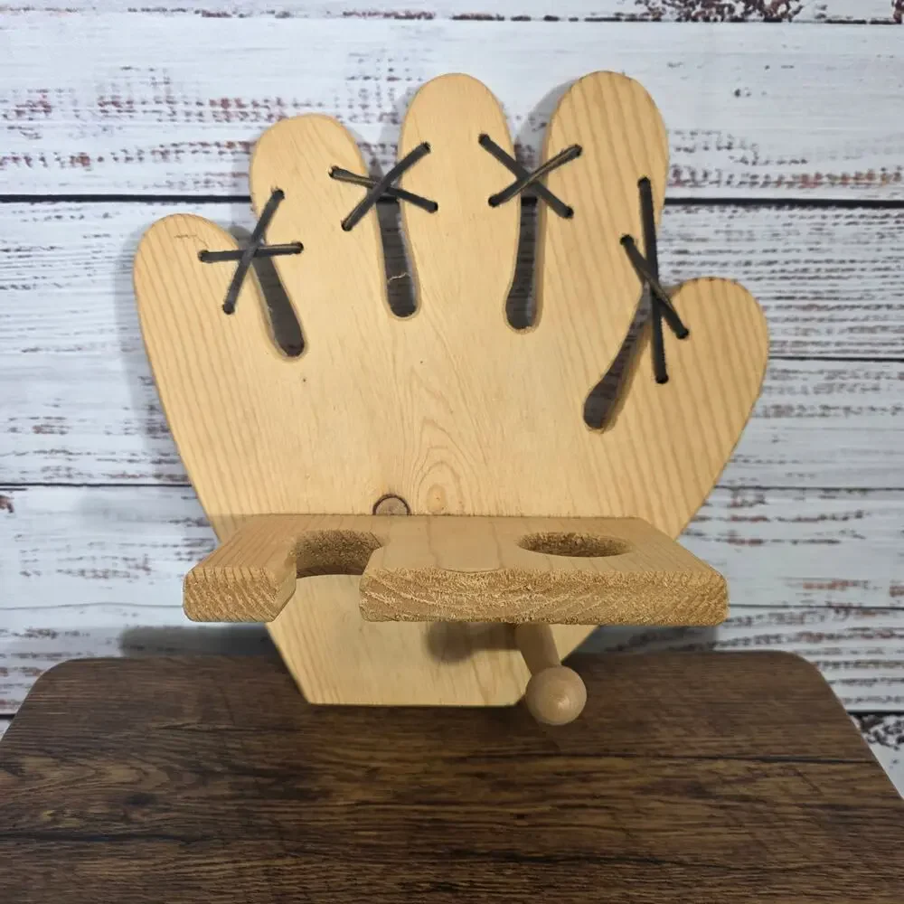 Wooden Baseball Display for Glove Bat Holder Display Wall Decoration